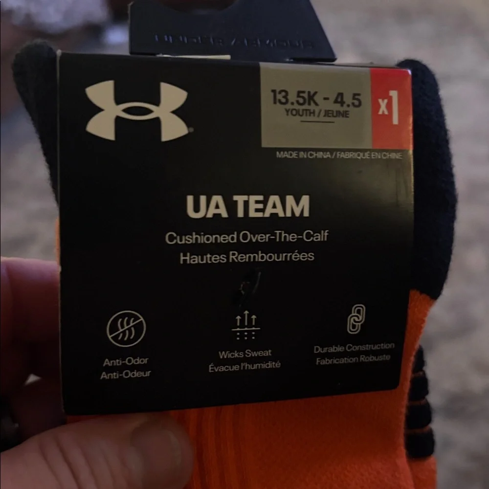 Under Armour Athletic Socks in Orange and Black